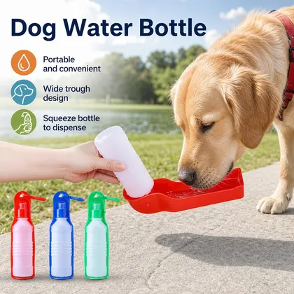 Portable Pet Dog Water Bottle Travel Cup Outdoor Feeder Dispenser Drinking Bowl