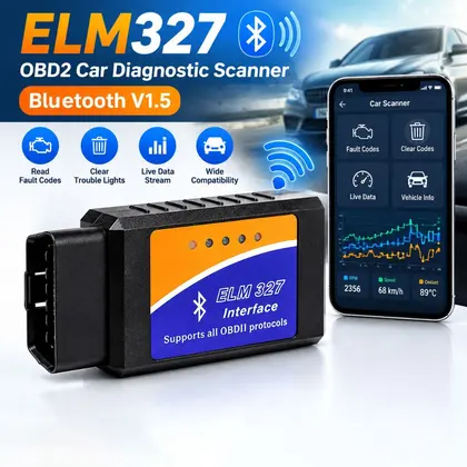 Portable V1.5 Version OBD2 Scanner Bluetooth Connectivity ELM327 Chip Bluet