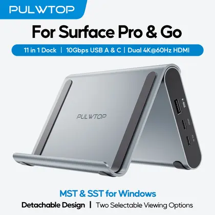 PULWTOP USB C Docking Station Dual Monitor, Dual Displays with 2 xHDMI 4K