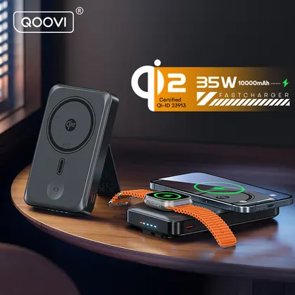 QOOVI Qi2 35W Magnetic Power Bank 10000mah Portable Charger For MagSafe 15W