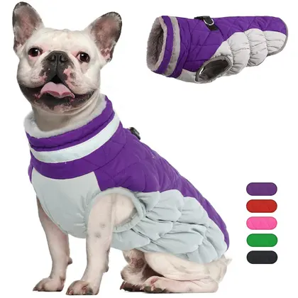 Chaqueta reflectante de invierno para perros con arnés, ropa para clima frío para pequeños