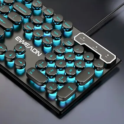 Retro Punk Mechanical Feel Keyboard Mouse Set Wired Wireless RGB Backlit