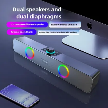 RGB Bluetooth Soundbar Gaming USB Powered for TV Multimedia Computer Speake
