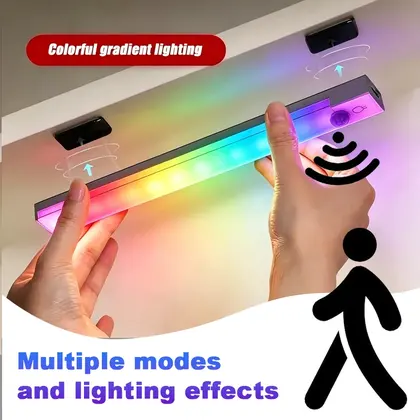 RGB Cabinet Light USB Type-C Rechargeable Light Motion Sensor Led Lamp for
