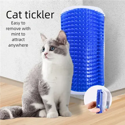 Cepillo de aseo para gatos, peine de masaje para perros, esquina de pared, hierba gatera mejorada