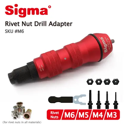 Adaptador de taladro con tuerca remachadora roscada Sigma #M6, herramienta eléctrica o inalámbrica