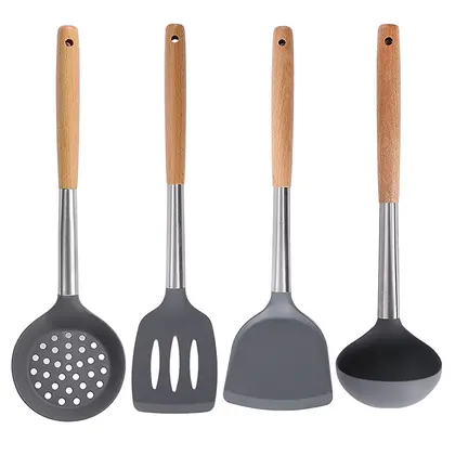 Silicone Cooking Utensil Set Heat Resistant Non Stick Cookware Spatula Shov