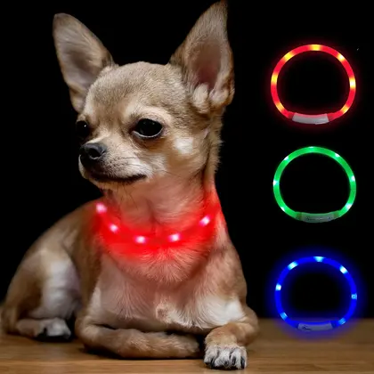 קולר מואר LED נטען לבטיחות לילה לכלב