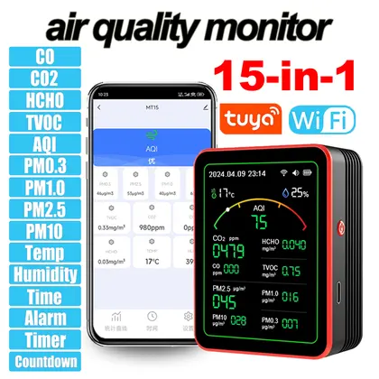 צג מד איכות אוויר חכם CO2 ו-PM2.5