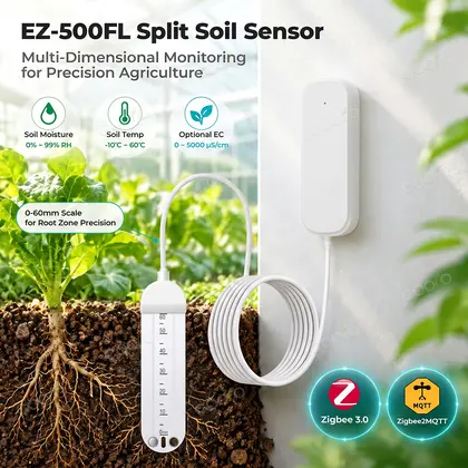 Sensor inteligente de humedad del suelo Monitor de planta sonda larga dividida para temperatura de uso profundo