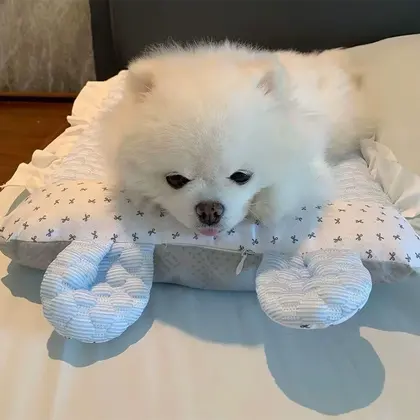 Estera refrescante de verano para cama de perro, almohadilla para dormir de seda de hielo para mascotas con almohada lavable