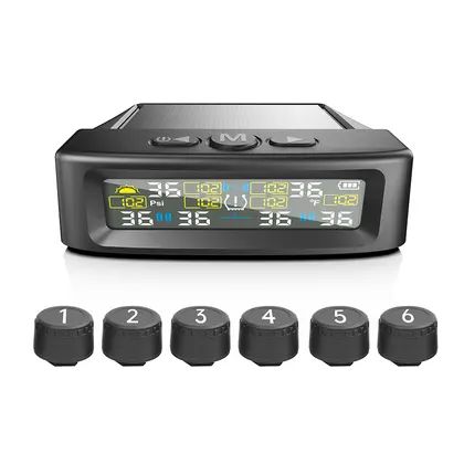 Tire pressure monitoring automatic safety alarm system solar tire temperature