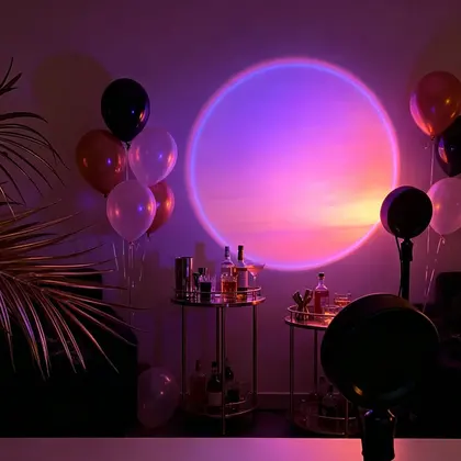 Tuya Smart Sunset Projector Lamp, RGB LED Spotlight with Smart Life App & IR Rem