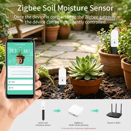 Tuya Smart Zigbee 3,0 Sensor inteligente de humedad del suelo probador de temperatura del aire