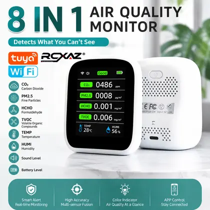 צג מד איכות אוויר חכם CO2 ו-PM2.5