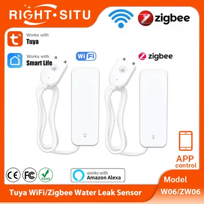 Tuya WiFi Zigbee Water Sensor Smart Leak Detector Flood Water Leakage Alarm