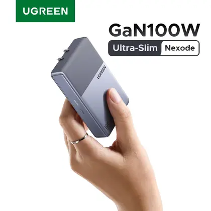 【מטען דק במיוחד – תקע אמריקאי】UGREEN Nexode Air, מטען GaN בהספק 100W/65W, תומך ב-PD3.0, QC4.0 ו-PPS, מתאים למחשב נייד Macbook Pro, לאייפון 18, 17, לסמסונג S26 ולאייפד.