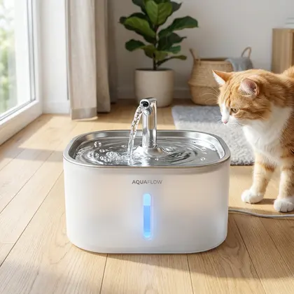Ultra-Quiet Smart Pet Water Fountain with Stainless Steel Top Filter