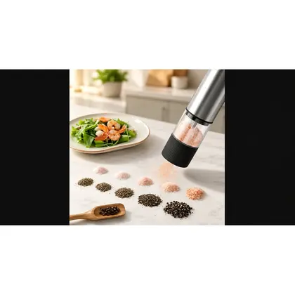 USB Rechargeable Electric Salt & Pepper Grinder, Automatic Mill with Adjustable