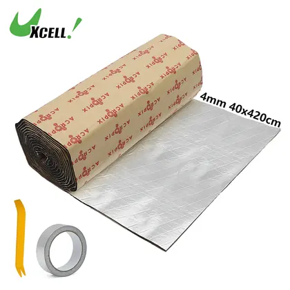 UXCELL 4 מ"מ 18 מ"ר 40x420 ס"מ מדכא רעש לרכב רדיד אלומיניום קצף לחות חום