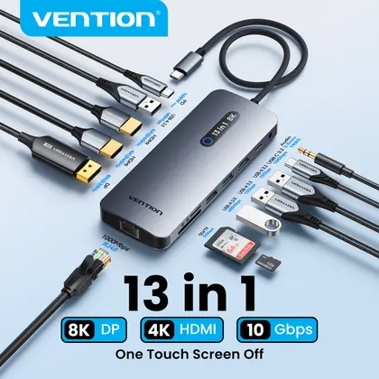 Vention 13 in 1 USB C Docking Station 8K DP Triple Display Dual 4K HDMI USB