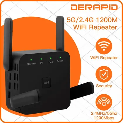WiFi Repeater 1200Mbps 2.4GHz/5GHz Wireless Range Extender Signal Amplifier