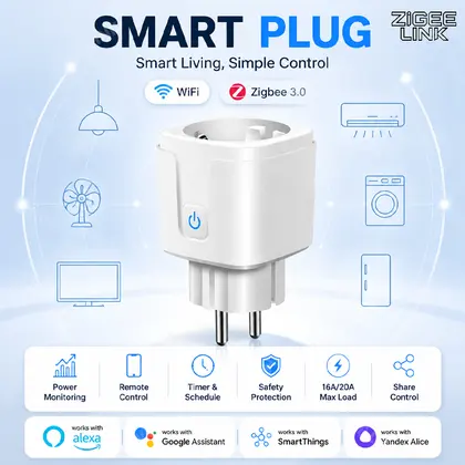 WiFi Zigbee3.0 EU Smart Plug Wireless Remote Control Outlet Real-Time Energ