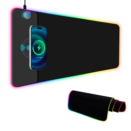 Wireless Charging RGB Gaming Mouse Pad, LED Mouse Pad 800x300x4MM, 14 Light