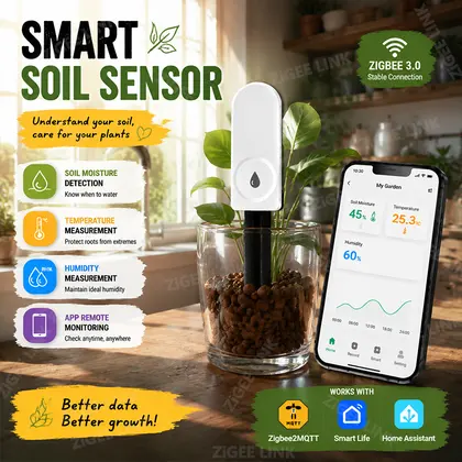 Zigbee 3.0 Monitor de planta Humedad del suelo Temperatura del aire Probador de humedad